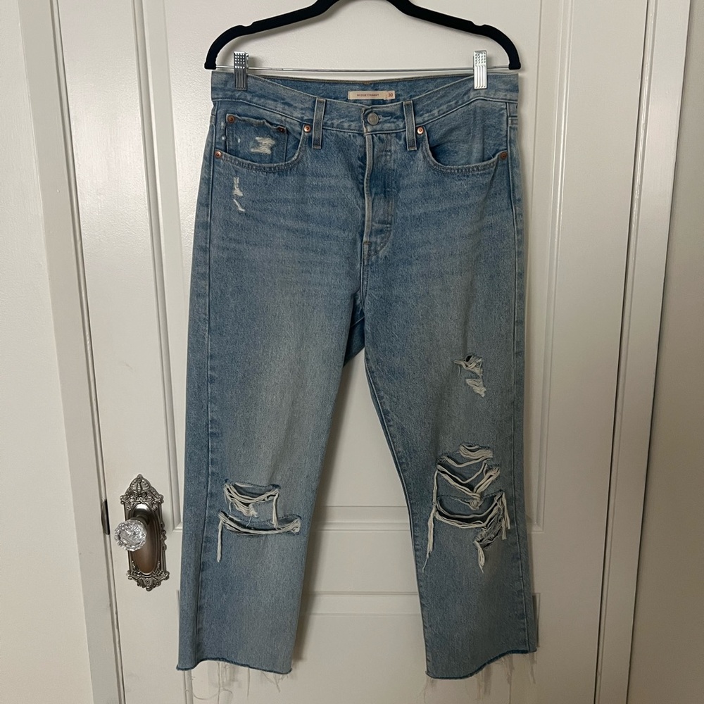 Levi's Distressed Light Blue Boyfriend Jeans